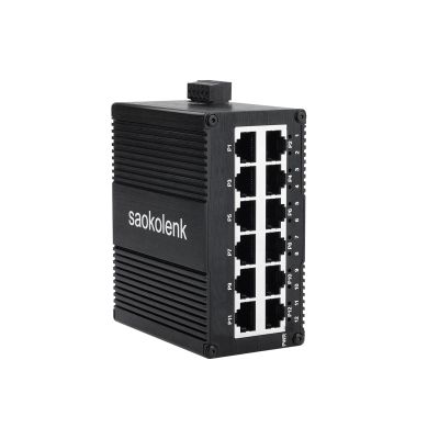 12 Port Industrial Unmanaged Gigabit Ethernet Switch,12 Port RJ45 10/100/1000Mbps Din Rail Mount Ethernet Switch,Wall Mounts Network Switch,-40F to 167F,IP40 Aluminium Shell (Non-PoE)