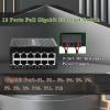 12 Port Industrial Unmanaged Gigabit Ethernet Switch,12 Port RJ45 10/100/1000Mbps Din Rail Mount Ethernet Switch,Wall Mounts Network Switch,-40F to 167F,IP40 Aluminium Shell (Non-PoE) view 2