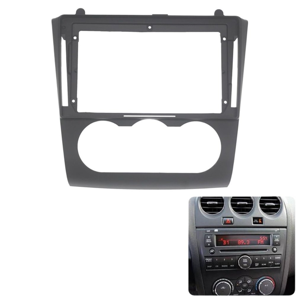 Car Front Side Air Outlet Vent Frame Trim Compatib 9 Inch Car Radio Fascia/Fit for Nissan Altima 2006 2007 2008 2009 2010 2011 2012 Audio Player Install Dash Panel Frame Mount Kit ABS Silver Car Ster