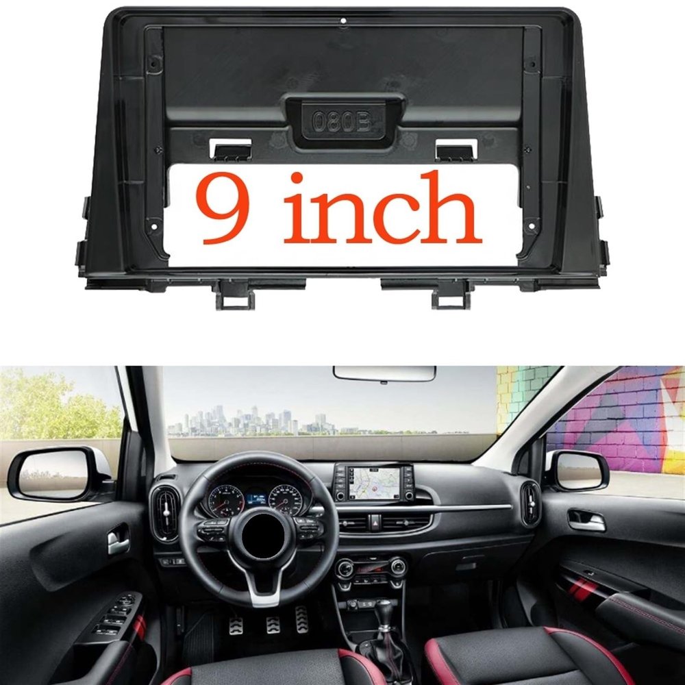Car Front Side Air Outlet Vent Frame Trim Compatib 9 inch Car DVD Frame Audio Dash Trim Kits Facia Panel Radio Player Screen 2 Din/Fit for Kia PICANTO Morning 2018-2019 Dash Mount Kit ABS Silver Car