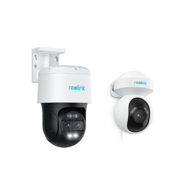 REOLINK 4K Security Camera for Home Surveillance, Outdoor IP Camera with Color Night Vision, 1X E1 Outdoor SE PoE Bundle 1X Trackmix PoE with Dual-Lens