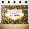 20x10ft Las Vegas Night City Party Photography Backdrop Welcome to Las Vegas Casino Poker Movie Themed Photo Gold Luxury Background Portraits Birthday Party Decor Banner Photoshoot Studio Props view 1