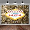 20x10ft Las Vegas Night City Party Photography Backdrop Welcome to Las Vegas Casino Poker Movie Themed Photo Gold Luxury Background Portraits Birthday Party Decor Banner Photoshoot Studio Props view 2