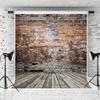 10x15ft Rustic Brick Wall Backdrop Old Brick Wall Wooden Floor Photography Background Birthday Baby Shower Wedding Party Decoration Supplies Photo Booth Props view 3