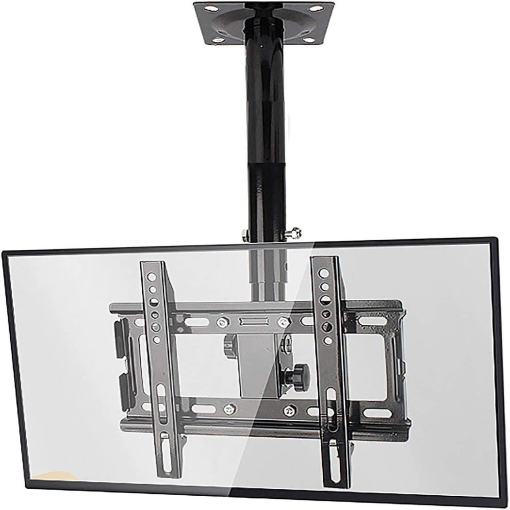 Adjustable Tilt Swivel TV Bracket, Ceiling TV Mount Fits 14-32 Inch Flat Panel Televisions, Full Motion 360 Rotation Design, Black TV Mount TV Stand