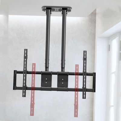 Adjustable Ceiling TV Mount Bracket - Adjustable Height Double Pole Single Screen TV Mount, for 50-100 Inch TVs TV Mount, Tilt Swivel Telescopic TV Bracket, Can Mount On Ceilings/Wall