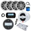 JBL PRV-175 Marine Gauge Hole Mount USB Bluetooth AM/FM Receiver, Remote, Extension Cable, Amplifier, Wire, USB Adapter, Antenna, 10" Subwoofer, 4X 6.5 225 Watt Max 2-Way Boat Speakers (White) view 1