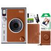 FUJIFILM INSTAX Mini EVO Hybrid Instant Camera Brown + Fuji Instax Film 20 Sheet + Custom Case & Album 32GB Micro SD Memory Card Accessory Bundle view 1
