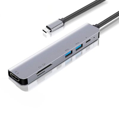 7-in-1 USB C to 4K HDMI Adapter PD Port HDTV Adapter Charger Port Compatible with iPad Air 13" (1st Gen 2024)/Air 11" (2024 6th Gen), MicroSD Slot TV Video Hub Type-C Projector Converter