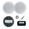 JBL PRV-175 Marine Gauge Hole Mount USB Bluetooth AM/FM Receiver, Wired Remote, Extension Cable, 2x 5.25" 20 Watt Max Power Polycone Audio Speakers, Long Range Antenna (White, Bulk Packaging) view 1