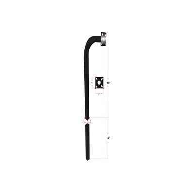 L.A Ornamental Aluminum Gooseneck Keypad Stand Burial  60" Access Control Pedestal, 2" x 2" (2-Piece: 48" Above, 12" Below Ground), Black