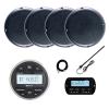 JBL PRV-175 Marine Gauge Hole Mount USB Bluetooth AM/FM Receiver, Wired Remote, Extension Cable, 4x 5.25" 20 Watt Max Power Polycone Audio Speakers, Long Range Antenna (Black, Bulk Packaging) view 1