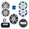 JBL PRV-175 Marine Gauge Hole Mount USB Bluetooth AM/FM Receiver, Remote, Extension Cable, Wire, 10" Subwoofer, 2x 8" 375W Max Multi-Element Speakers, 2x 6.5" 180W Boat Audio Speakers (White) view 1