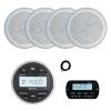 JBL PRV-175 Marine Gauge Hole Mount USB Bluetooth AM/FM Digital Stereo Receiver, Wired Remote, Extension Cable, 4x 5.25" 20 Watt Max Power Polycone Audio Speakers (White, Bulk Packaging) view 1