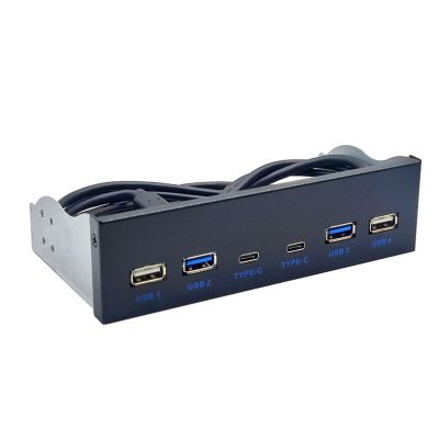 GANYKQ Multi Port USB Type C and USB Front Panel Hub for Desktop ROM Bay and Multiple Devices