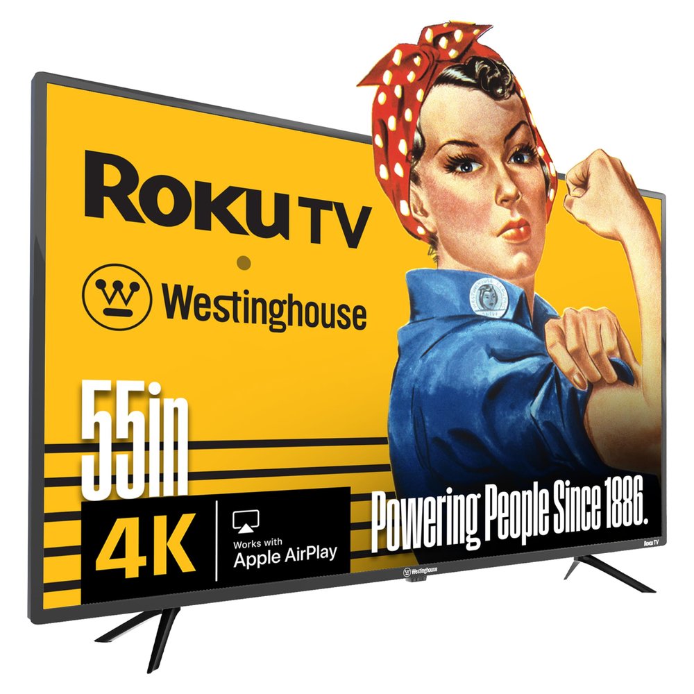 Westinghouse Roku TV - 55 Inch Smart TV, 4K UHD Television with Wi-Fi Connectivity and Mobile App, Flat Screen, Bluetooth, Compatible with Apple AirPlay, Alexa and Google Assistant
