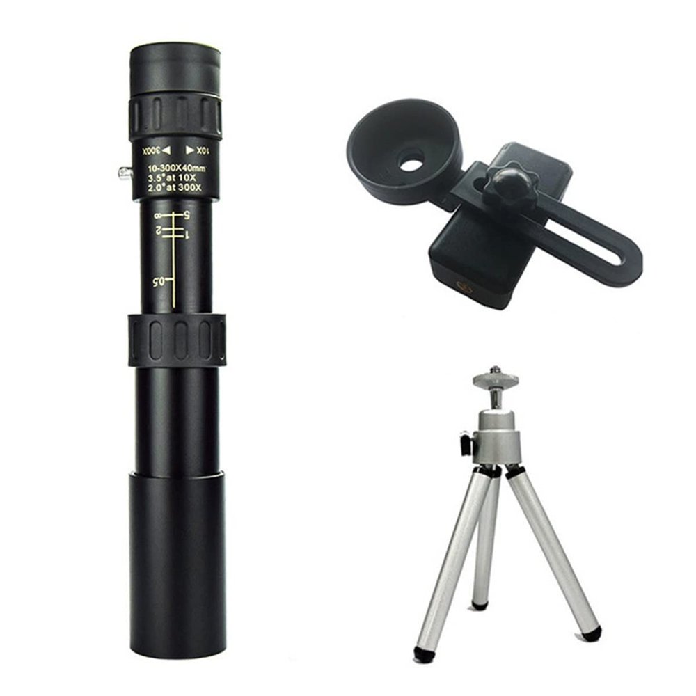 10-300X Zoom Portable Strong Binoculars Long Range Spyglass Monocular Telescope w/Phone Clip