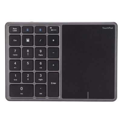 Wisoqu Bluetooth Number Pad for Laptop, 2.4G Cordless Number Keypad, Rechargeable 22 Keys Touch Screen Numeric Keypad Numpad, External Numpad Keyboard for Laptop PC Notebook (Grey)