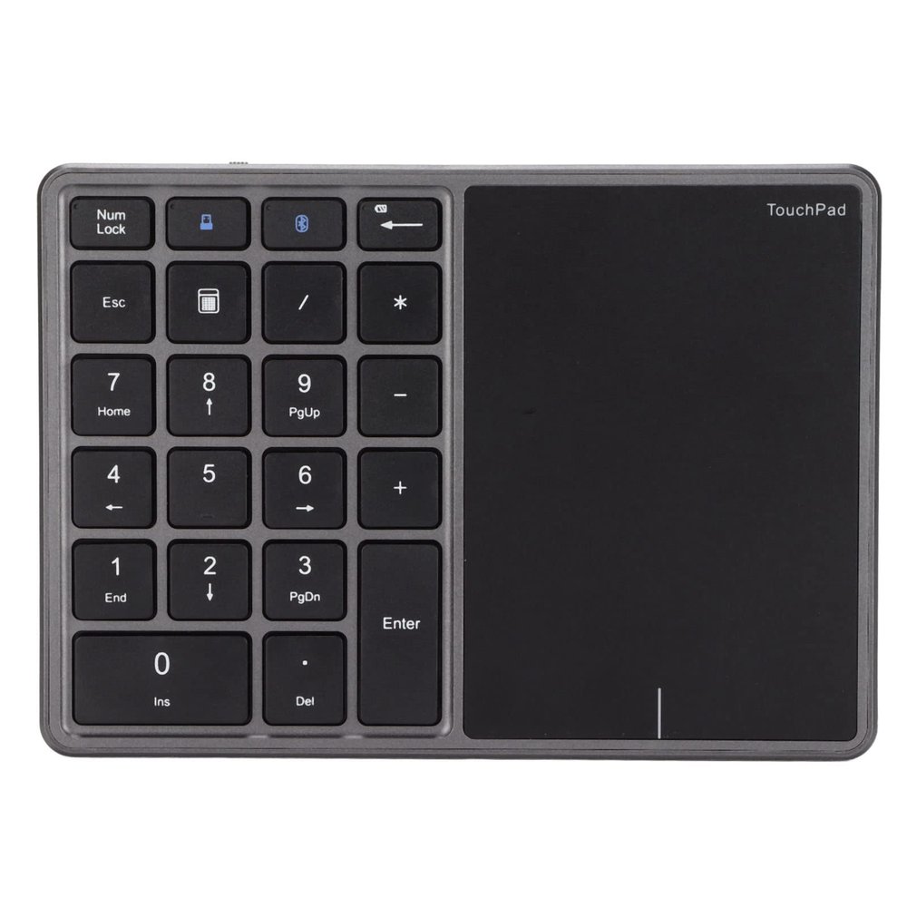 Wisoqu Bluetooth Number Pad for Laptop, 2.4G Cordless Number Keypad, Rechargeable 22 Keys Touch Screen Numeric Keypad Numpad, External Numpad Keyboard for Laptop PC Notebook (Grey)