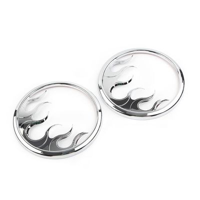 Cnaloo12 Motorcycle Chrome Front Speaker Grill Cover, Flame Speaker Grill Accent Trim Cover for Harley Touring FLHTP, FLHTCU, FLHTCUL, FLHXSE, FLHX 2014-2022