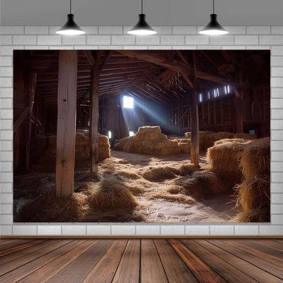 10X10ft Nativity Scene Photo Backdrop Photography Background, Farm Barn Manger Stable Bethlehem Christmas Backdrops Kids Newborn Photo Booth Prop Decorations Wall Decor Tablecloth