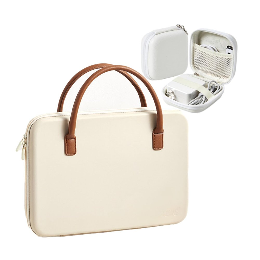 14inch Laptop Hard Shell Protective Case with Charger Storage Box (Beige,13/14inch)