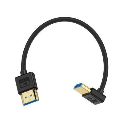 Poyiccot Ultra Thin Short HDMI Cable 1ft, 48Gbps, 8K@60Hz, Soft Flexible Slim Silicone Up Angle 90 Degree HDMI Cable Compatible for PS5,Monitor,PC and More