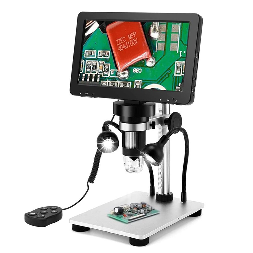 Lab Microscope Accessories 7" LCD Digital Microscope 130X Maginfication 1080P Metal Stand Video Camera(DM9)