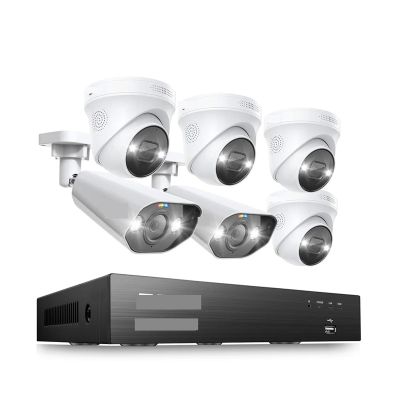 QDVOPHZA 8MP CCTV System 8CH H.265+ 4K Ultra HD PoE NVR Kit 2-Way Audio Spotlight Siren Outdoor Video Surveillance IP Camera Set(2T,5MP 2 Bullet 4 Dome)