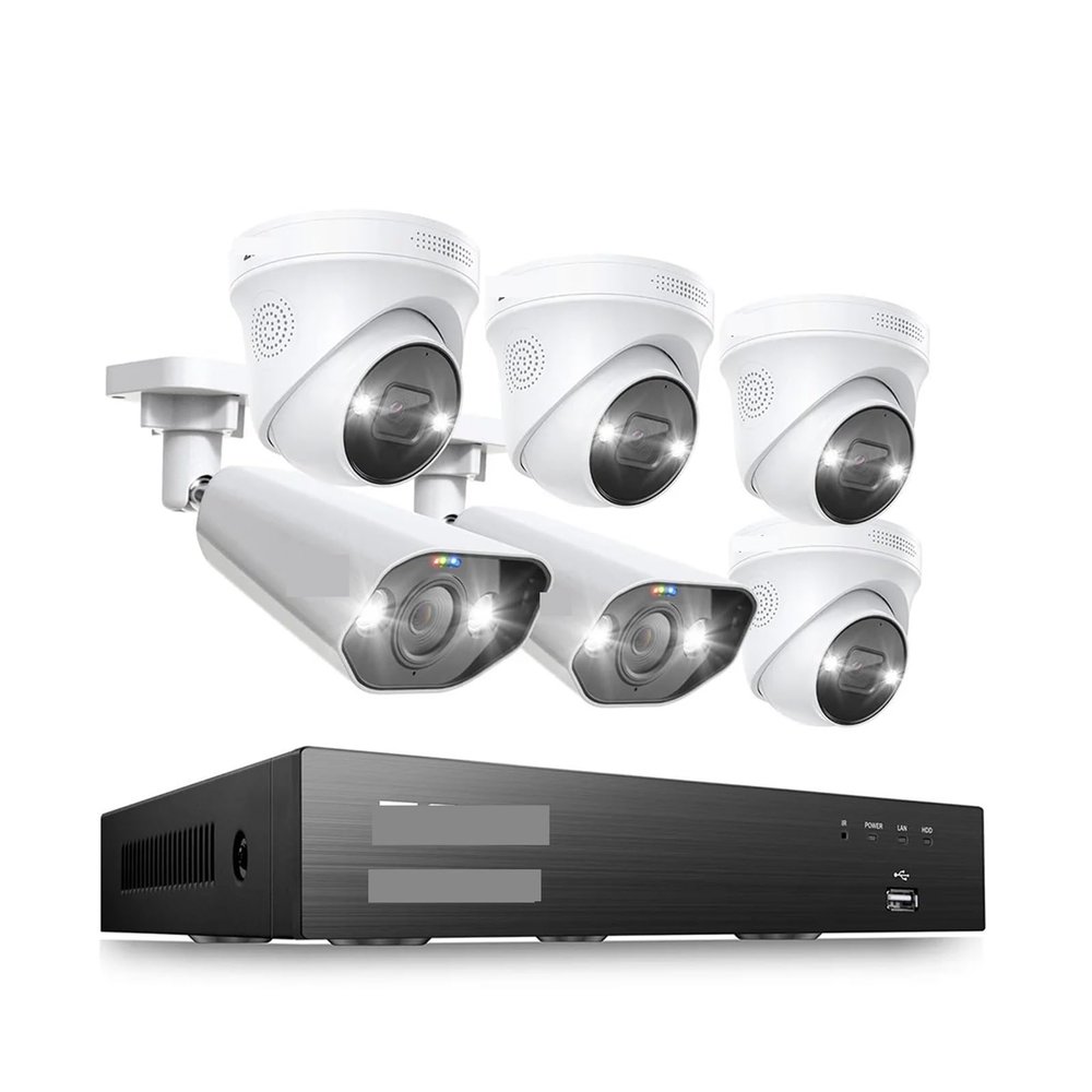 QDVOPHZA 8MP CCTV System 8CH H.265+ 4K Ultra HD PoE NVR Kit 2-Way Audio Spotlight Siren Outdoor Video Surveillance IP Camera Set(2T,5MP 2 Bullet 4 Dome)