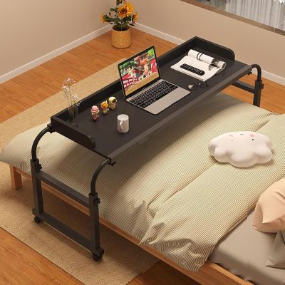 YHKJLYH Mobile Cross Bed Side Table Cross-Bed Stretchable Lazy Computer Desk Rolling Laptop Table Height Adjustable Stretchable Multi-Functional Standing Workstation(Color:Black)