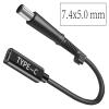 100W 7.4 X 5.0mm to USB C Cable, USB C Female to 7.4mm Male 19.5V Adapter, DC 7.4x5.0mm Adapter to USB C Adapter Made for HP Laptop Series view 2