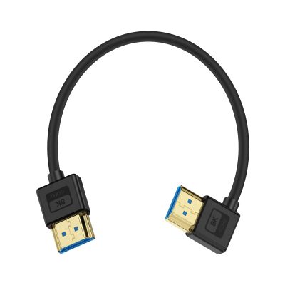 Poyiccot 8K Short HDMI to HDMI Cable 1ft, Ultra Thin Slim Flexible Silicone 90 Degree Right Angle HDMI 2.1 Cable 48Gbps 8K@60Hz Compatible for Roku TV/HDTV/PS5/PC/Monitor
