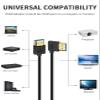 Poyiccot 8K Short HDMI to HDMI Cable 1ft, Ultra Thin Slim Flexible Silicone 90 Degree Right Angle HDMI 2.1 Cable 48Gbps 8K@60Hz Compatible for Roku TV/HDTV/PS5/PC/Monitor view 3