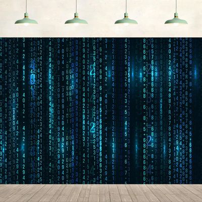 20x10ft Digital Number Pattern Backdrop Code Visual Network Data Matrix Blue Background for Birthday Party Decoration High-Tech Events Live Video Backdrop Adult Portrait Photo Studio Props
