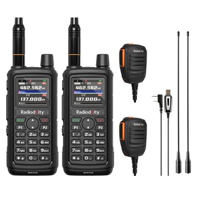 2 Pack Radioddity GM-30 Plus GMRS Handheld Radio + 2 Radioddity RS22 Remote Speaker Mic with Clear Sound