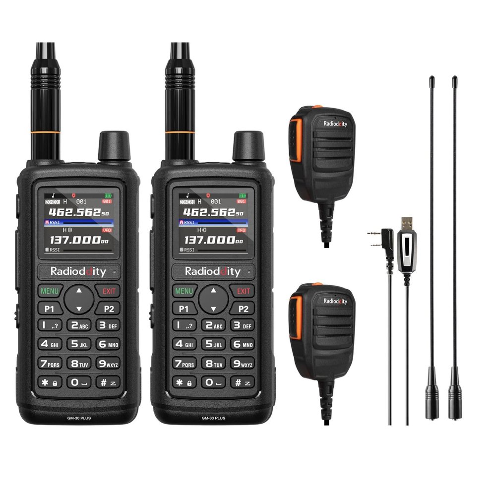 2 Pack Radioddity GM-30 Plus GMRS Handheld Radio + 2 Radioddity RS22 Remote Speaker Mic with Clear Sound