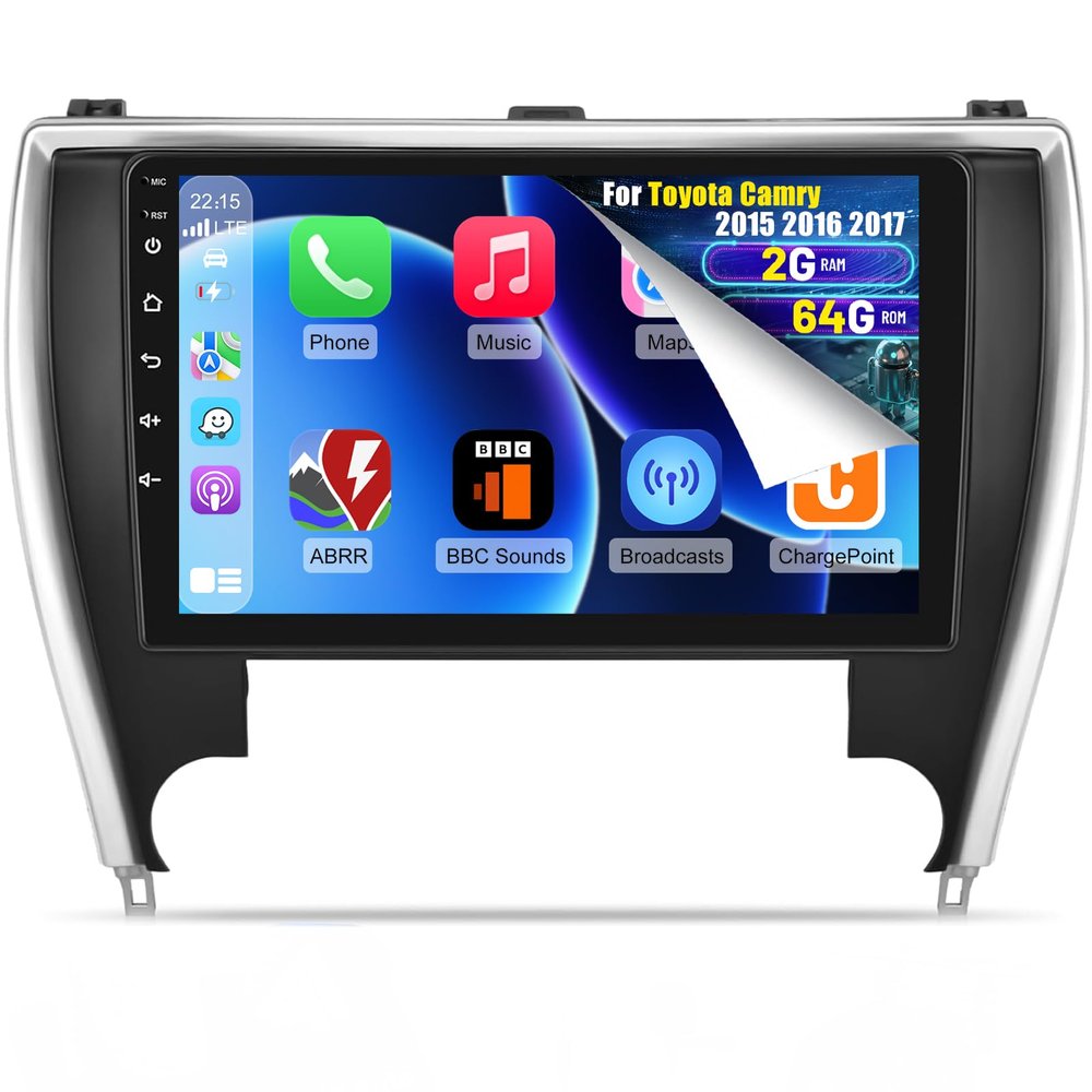 [2+64G] NHOPEEW Car Radio for Toyota Camry 2015 2016 2017 - Wireless Carplay and Android Auto - 10 Inch Touchscreen Android Car Stereo - DSP/GPS Navi/WiFi/SWC/Bluetooth + AHD Backup Camera