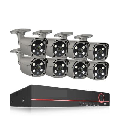 8CH 5MP HD POE CCTV Security Camera System Home Video Surveillance Kit Face Detection Outdoor IP Camera Set(None,8CH 8 Bullet Camera)