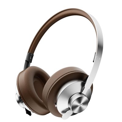 iKF Metal Wireless Bluetooth Over-Ear Headphones, Active Noise Cancelling, Hi-Res 40mm Drivers, 5-Mic ENC for Clear Calls, 75H Playback, AUX Wired Mode, App Customizable, Vintage Brown (Brown)