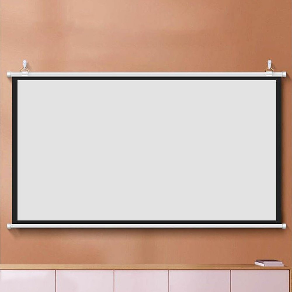 30" , 40" , 50" , 60" , 72" Manual Pull Down Projector Screen White, Indoor Outdoor Moive Projector Screen,Video Screen For Home Meeting Room Classroom Restaurant Bar, Wall/Ceiling Mount(16:9,50")