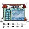20x10ft Pet Shop Backdrop Cartoon Storefront Bone Dog Cat Fish Animal Puppy Store Photography Background Birthday Pet Party Supplies Kids Pets Portrait Wall Decoration Photo Studio Props view 2