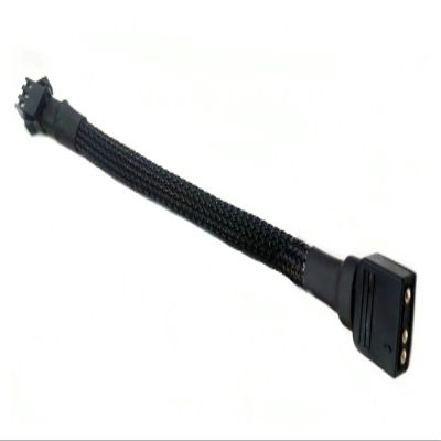 ACGTUY Motherboard RGB SYNC Adapter Cable 5V 3Pin 12V 4Pin JST SM Cable Black Sleeved Compatible with The RGB Strip Light(30cm,5V 3P SM M)