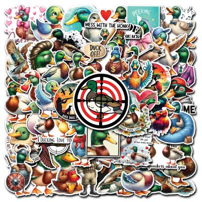 WESILY Pack 50 PCS Mallard Duck Stickers Waterproof Sticker Vinyl Decals Birthday Party Supplies Favors Decor Water Bottles Laptop Phone Helmet Scrapbooks Gifts for Adults