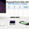 20W Recessed Power Strip with 15W Wireless Charger, Furniture Flush Mount Power Strip with 4 USB Ports (2 USB-C), Recessed Outlet for Home, Office(10FT Cable) view 3