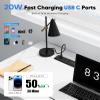 20W Recessed Power Strip with 15W Wireless Charger, Furniture Flush Mount Power Strip with 4 USB Ports (2 USB-C), Recessed Outlet for Home, Office(10FT Cable) view 4
