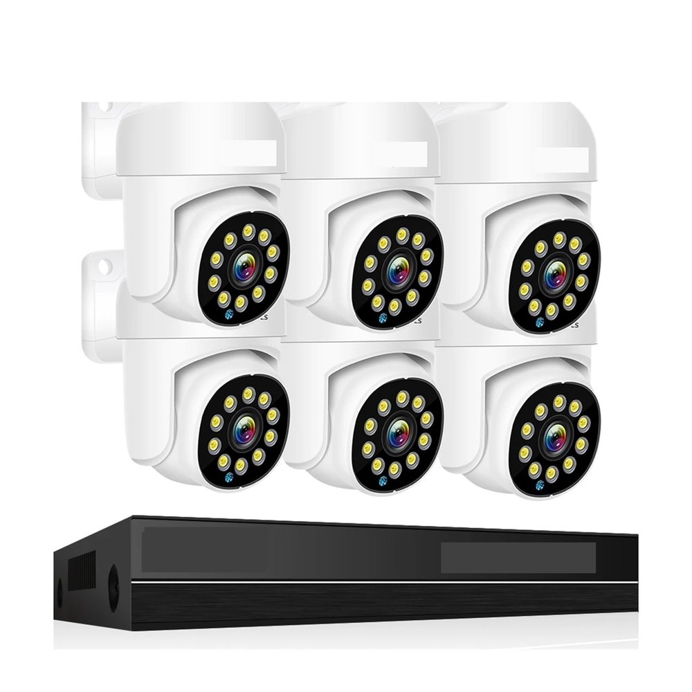 QDVOPHZA 4K Surveillance System 8MP 4MP Two Way Audio Colorful Nightvision PTZ POE AI 8CH P2P NVR Video Surveillance Kit(None,8CH 4MP with 6 Cam)
