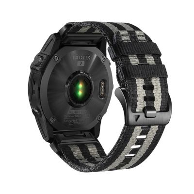 22 26MM Nylon Woven Strap For Garmin Tactix7pro Fenix 8 E 7X 7 Pro 6X 6 5X 5Plus Quick Fit Wristband(Black Gray,22mm)