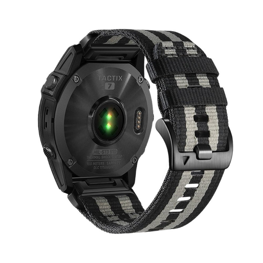 22 26MM Nylon Woven Strap For Garmin Tactix7pro Fenix 8 E 7X 7 Pro 6X 6 5X 5Plus Quick Fit Wristband(Black Gray,22mm)
