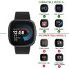 3 PACK Sport Band Compatible with Fitbit Sense 2 / Versa 4, Classic Soft Straps for Fitbit Sense / Versa Smart Watch (Large,Black/Navy Blue/Gray) view 2